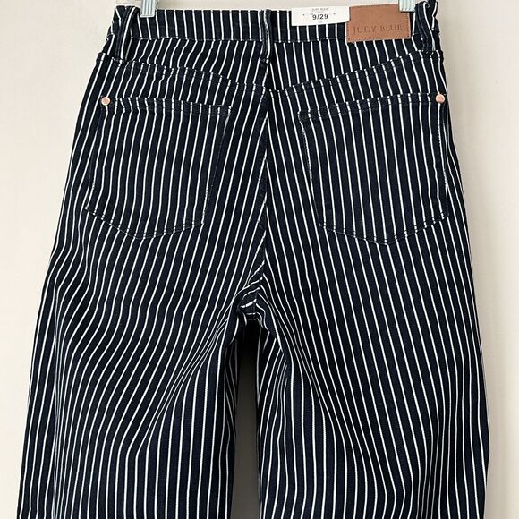 Judy Blue White Stripe Straight Fit Jeans High Rise Tummy Control 29 - Picture 10 of 10